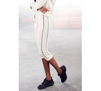 Caprihose H.I.S, Damen, Gr. 32/34, N-Gr, beige (ecru), Interlock, Obermaterial: 60% Baumwolle, 40% Polyester, unifarben, Basic, bequem kniebedeckend, Hosen Caprihose, mit seitlichen Piping, Loungewear