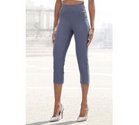 Caprihose H.I.S, Damen, Gr. 32/34, N-Gr, blau (jeans blau), Obermaterial: 70% Baumwolle, 25% Polyester, 5% Elasthan, unifarben, Basic, Hosen Caprihose, im Schlupfhosen Style (46977140-32) jeans blau