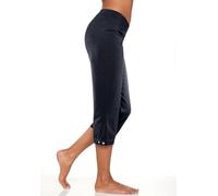 Caprihose H.I.S, Damen, Gr. 36/38, N-Gr, blau (marine), Single Jersey, Obermaterial: 94% Baumwolle, 6% Elasthan, unifarben, Basic, bequem 3/4-Länge, Hosen Caprihose, mit verstellbarem Saum, Loungewear
