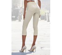 Caprihose H.I.S, Damen, Gr. 44/46, N-Gr, beige (ecru), Obermaterial: 70% Baumwolle, 25% Polyester, 5% Elasthan, unifarben, Basic, Hosen Caprihose, im Schlupfhosen Style (16314301-44) ecru