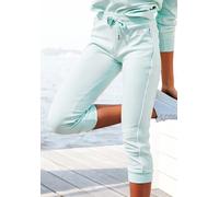 Caprihose H.I.S, Damen, Gr. 48/50, N-Gr, grün (hellmint), Interlock, Obermaterial: 60% Baumwolle, 40% Polyester, unifarben, Basic, bequem kniebedeckend, Hosen Caprihose, mit seitlichem Piping, Loungea