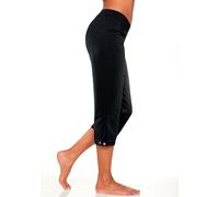 Caprihose H.I.S, Damen, Gr. 56/58, N-Gr, schwarz, Single Jersey, Obermaterial: 94% Baumwolle, 6% Elasthan, unifarben, Basic, bequem 3/4-Länge, Hosen Caprihose, mit verstellbarem Saum, Loungewear, Tops