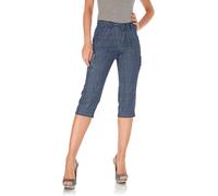 Caprihose HEINE, Damen, Gr. 38, Normalgrößen, blau (blau denim), 98% Baumwolle, 2% Elasthan, unifarben, 3/4-Länge, Hosen Caprihose (42851242-38) blau denim