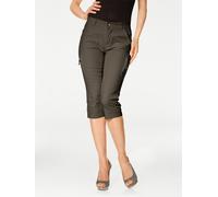 Caprihose HEINE, Damen, Gr. 40, Normalgrößen, grün (khaki), 98% Baumwolle, 2% Elasthan, unifarben, 3/4-Länge, Hosen Caprihose (20500964-40) khaki