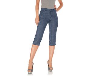 Caprihose HEINE, Damen, Gr. 42, Normalgrößen, blau (blau denim), 98% Baumwolle, 2% Elasthan, unifarben, 3/4-Länge, Hosen Caprihose (42851242-42) blau denim