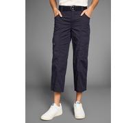 Caprihose KANGAROOS, Damen, Gr. 40, N-Gr, blau (dunkel marine), Web, Obermaterial: 50% Baumwolle, 46% Polyamid, 4% Elasthan, kontrastfarbene Details, unifarben, bequem wadenlang, Hosen Caprihose, mit 