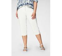 Caprihose KJBRAND "Babsie: bequemer Oberschenkel", Damen, Gr. 48, N-Gr, weiß gestreift, Web, Obermaterial: 47% Baumwolle, 45% Polyester, 6% Viskose, 2% Elasthan, Basic, kniebedeckend, Hosen Caprihose,