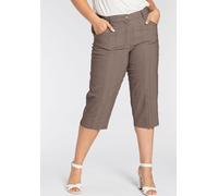 Caprihose KJBRAND "Babsie: bequemer Oberschenkel", Damen, Gr. 50, N-Gr, taupe gestreift, Web, Obermaterial: 47% Baumwolle, 45% Polyester, 6% Viskose, 2% Elasthan, Basic, kniebedeckend, Hosen Caprihose