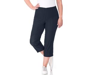 Caprihose KJBRAND "Susie Capri Wash & Go", Damen, Gr. 52, N-Gr, blau (marine), Web, Obermaterial: 47% Baumwolle, 45% Polyester, 6% Viskose, 2% Elasthan, gerade 3/4-Länge, Hosen Caprihose, Sommerhose b
