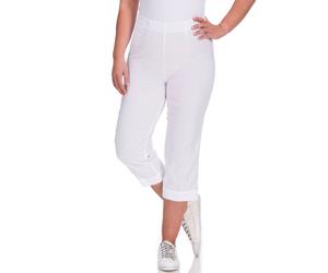 Caprihose KJBRAND "Susie Capri Wash & Go", Damen, Gr. 52, N-Gr, weiß, Web, Obermaterial: 47% Baumwolle, 45% Polyester, 6% Viskose, 2% Elasthan, gerade 3/4-Länge, Hosen Caprihose, Sommerhose bügelfrei 