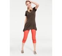 Caprihose HEINE, Damen, Gr. 40, Normalgrößen, orange (koralle), 70% Viskose, 25% Polyamid, 5% Elasthan, unifarben, 3/4-Länge, Hosen Caprihose (78887667-40) koralle