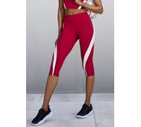 Caprihose LASCANA ACTIVE, Damen, Gr. XL (48/50), N-Gr, rot, Obermaterial: 85% Polyester, 15% Elasthan, unifarben mit Farbeinsatz, sportlich, figurbetont wadenlang, Hosen, mit seitlichem Kontrasteinsat