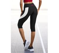 Caprihose LASCANA ACTIVE, Damen, Gr. XL (48/50), N-Gr, schwarz, Trikot, Obermaterial: 85% Polyester, 15% Elasthan, unifarben mit Farbeinsatz, figurbetont wadenlang, Hosen Caprihose, mit seitlichem Kon