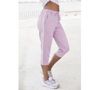 Caprihose LASCANA, Damen, Gr. 42, N-Gr, rosa (altrosa), Obermaterial: 70% Viskose, 25% Polyamid, 5% Elasthan, unifarben, Basic kniebedeckend, Hosen Homewear Hose, mit seitlichen Streifen, Loungewear (