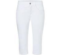 Caprihose MAC "Capri-Summer-Clean", Damen, Gr. 44, Länge 19, weiß, Web, Obermaterial: 97% Baumwolle, 3% Elasthan, figurbetont kniebedeckend, Hosen Caprihose, Sommerhose Kniebedeckend mit kleinem Schli
