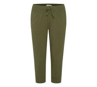 OXMO OXOdda Damen Hose Stoffhose Caprihose Single Jersey Baumwolle mit Stretch Kurze Joggpant mit elastischem Bund und Kordelzug Regular Fit, Größe:XS, Farbe:Olivine (180316)