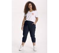 KAFFE CURVE Caprihose KCnana Damen Caprihose Sommer Casual 3/4 Sommerhose High Waist Capri Hose Mit Kordelzug Große Größen Midnight Marine 44