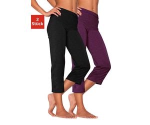 Caprihose VIVANCE ACTIVE, Damen, Gr. 32/34, N-Gr, rosa (1x schwarz, 1x beere), Single Jersey, Obermaterial: 95% Baumwolle, 5% Elasthan, unifarben, Basic, eng 3/4-Länge, Hosen Caprihose, mit Gummibund,
