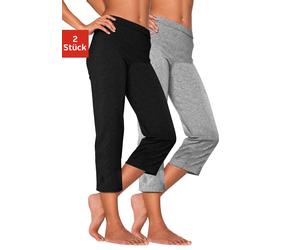 Caprihose VIVANCE ACTIVE, Damen, Gr. 36/38, N-Gr, grau (1x schwarz, 1x grau meliert), Single Jersey, Graumeliert (Obermaterial): 60% Baumwolle, 35% Polyester, 5% Elasthan. Obermaterial: 95% Baumwolle,