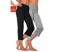 Caprihose VIVANCE ACTIVE, Damen, Gr. 40/42, N-Gr, grau (1x schwarz, 1x grau meliert), Single Jersey, Graumeliert (Obermaterial): 60% Baumwolle, 35% Polyester, 5% Elasthan. Obermaterial: 95% Baumwolle,