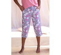 Caprihose VIVANCE DREAMS, Damen, Gr. 36/38, N-Gr, blau (graublau, rosa, geblümt), Single Jersey, Obermaterial: 100% Baumwolle, gemustert, Basic, bequem 3/4-Länge, Hosen Caprihose, in schmaler Caprifor