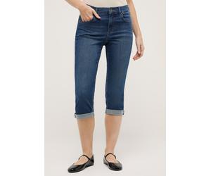 Caprijeans ANGELS "CICI TURN UP", Damen, Gr. 44, N-Gr, mid blau used, Denim/Jeans, Obermaterial: 89% Baumwolle, 8% Polyester, 3% Elasthan, unifarben, slim fit kniebedeckend, Jeans, mit Stretch und Auf