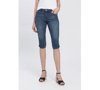Caprijeans ARIZONA, Damen, Gr. 44, N-Gr, blau (blau used), Denim/Jeans, Obermaterial: 79% Baumwolle, 19% Polyester, 2% Elasthan, Destroyed-Effekte, Basic, schmal kniebedeckend, Jeans, schmale Passform