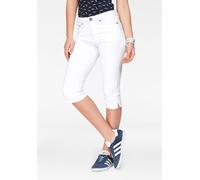 Caprijeans ARIZONA "mit Schlitz am Saum", Damen, Gr. 46, N-Gr, weiß, Denim/Jeans, Obermaterial: 98% Baumwolle, 2% Elasthan, clean, Basic, schmal, Jeans, schmale Passform, mit stylischen Nieten, hohe T