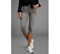 Caprijeans ARIZONA "Ultra-Stretch", Damen, Gr. 42, N-Gr, grau (grau used), Denim/Jeans, Obermaterial: 74% Baumwolle, 24% Polyester, 2% Elasthan, Basic, skinny fit 3/4-Länge, Jeans, extra-enger Schnitt