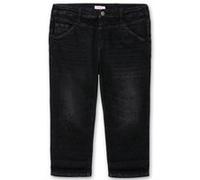 3/4-Jeans SHEEGO "Große Größen", Damen, Gr. 58, Normalgrößen, schwarz (schwarz denim), Obermaterial: 98% Baumwolle, 2% Elasthan, unifarben, casual, 3/4-Länge, Jeans, "Die Schmale" mit Used-Effekten (6