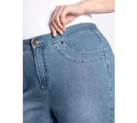 Caprijeans SHEEGO, Damen, Gr. 42, Normalgrößen, blau, bleached, 99% Baumwolle, 1% Elasthan, unifarben, knielang, Jeans (15195931-42) blau, bleached