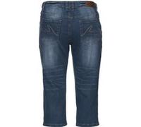 3/4-Jeans SHEEGO "Große Größen", Damen, Gr. 54, Normalgrößen, blau (blau denim), Obermaterial: 98% Baumwolle, 2% Elasthan, unifarben, casual, 3/4-Länge, Jeans, "Die Schmale" mit Used-Effekten (2702964