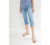 Caprijeans BONPRIX, Damen, Gr. 36, N-Gr, hellblau denim used (länge: regulär), Denim/Jeans, Obermaterial: 82% Baumwolle, 17% Polyester, 1% Elasthan, slim fit, Jeans, Slim Fit Passform, erhältlich in m