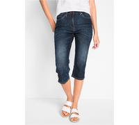 Caprijeans BONPRIX, Damen, Gr. 44, N-Gr, nachtblau denim, Denim/Jeans, Obermaterial: 82% Baumwolle, 17% Polyester, 1% Elasthan, regular fit, Jeans, figurformende Passform, Regular Fit, mit Komfort-Str