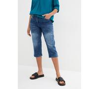 Caprijeans BONPRIX, Damen, Gr. 48, N-Gr, blau denim, Denim/Jeans, Obermaterial: 82% Baumwolle, 17% Polyester, 1% Elasthan, regular fit, Jeans, figurformende Passform, Regular Fit, mit Komfort-Stretch