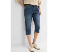 Caprijeans BONPRIX, Damen, Gr. 52, N-Gr, nachtblau denim, Denim/Jeans, Obermaterial: 82% Baumwolle, 17% Polyester, 1% Elasthan, regular fit, Jeans Caprijeans, figurformende Passform, Regular Fit, mit