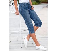 Caprijeans CASUAL LOOKS, Damen, Gr. 40, Normalgrößen, blau (blau, stone, washed), 81% Baumwolle, 17% Polyester, 2% Elasthan, gemustert, mehrfarbig, 3/4-Länge, Jeans (95245017-40) blau, stone, washed