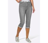 Caprijeans CASUAL LOOKS, Damen, Gr. 42, Normalgrößen, grau (grau denim), 81% Baumwolle, 17% Polyester, 2% Elasthan, unifarben, knielang, Jeans (26937739-42) grau denim