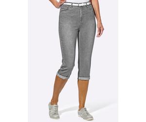 Caprijeans CASUAL LOOKS, Damen, Gr. 48, Normalgrößen, grau (grau denim), 81% Baumwolle, 17% Polyester, 2% Elasthan, unifarben, knielang, Jeans (26937739-48) grau denim