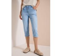 Caprijeans CECIL "Style Toronto", Damen, Gr. 34, N-Gr, blau (light blau random bleached), Denim/Jeans, Obermaterial: 83% Baumwolle, 15% Polyester, 2% Elasthan. Futter: 52% Polyester, 48% Baumwolle, un