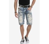 Jeansbermudas CIPO & BAXX "Bermuda & Short", Damen, Gr. 38, Normalgrößen, blau, 100% Baumwolle, unifarben, Basic, regular fit kurz, Jeans, aus reiner Baumwolle (58455849-38) blau