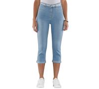 Caprijeans CLASSIC BASICS, Damen, Gr. 40, Normalgrößen, blau (blau, bleached), 81% Baumwolle, 17% Polyester, 2% Elasthan, unifarben, 3/4-Länge, Jeans, Topseller (87521658-40) blau, bleached