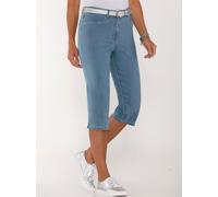 Caprijeans CLASSIC BASICS, Damen, Gr. 46, Normalgrößen, blau (blau, bleached), 81% Baumwolle, 17% Polyester, 2% Elasthan, unifarben, 3/4-Länge, Jeans (20708962-46) blau, bleached