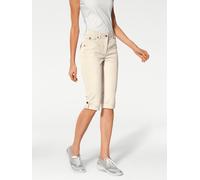 Caprijeans HEINE, Damen, Gr. 42, Normalgrößen, weiß (sanftes weiß), 97% Baumwolle, 3% Elasthan, Miedereinsatz:15% Elasthan, 85% Polyamid, unifarben, knielang, Jeans (83494322-42) sanftes weiß