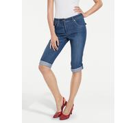 Caprijeans HEINE, Damen, Gr. 44, Normalgrößen, blau (blau stone), 76% Baumwolle, 16% Polyester, 7% Viskose, 1% Elasthan, unifarben, knielang, Jeans (27603316-44) blau stone