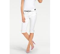 Caprijeans HEINE, Damen, Gr. 50, Normalgrößen, weiß, 97% Baumwolle, 3% Elasthan, Miedereinsatz:15% Elasthan, 85% Polyamid, unifarben, knielang, Jeans (58863254-50) weiß
