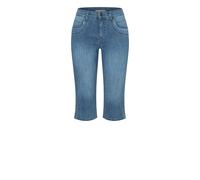 Caprijeans MAC "CAPRI", Damen, Gr. 38, N-Gr, blau (venice beach wash), Denim/Jeans, Obermaterial: 98% Baumwolle, 2% Elasthan, figurbetont kniebedeckend, Jeans, Eingelegte Zierfalten am Saum (85244853-