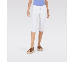 Caprijeans MAC "CAPRI", Damen, Gr. 46, Länge 19, weiß (weiß denim), Denim/Jeans, Obermaterial: 80% Baumwolle, 18% Polyester, 2% Elasthan, unifarben, figurbetont kniebedeckend, Jeans Caprijeans, Eingel