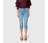 Caprijeans MAC "CAPRI summer clean", Damen, Gr. 40, Länge 17, blau (light basic wash), Denim/Jeans, Obermaterial: 97% Baumwolle, 3% Elasthan, unifarben, schmal 3/4-Länge, Jeans, mit Stretch (89492865-