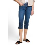 Caprijeans TOM TAILOR "TTLENE Slim", Damen, Gr. 28, N-Gr, blau (clean mid stone blau denim), Denim/Jeans, Obermaterial: 66% Baumwolle, 33% Polyester, 1% Elasthan. Futter: 65% Baumwolle, 35% Polyester,